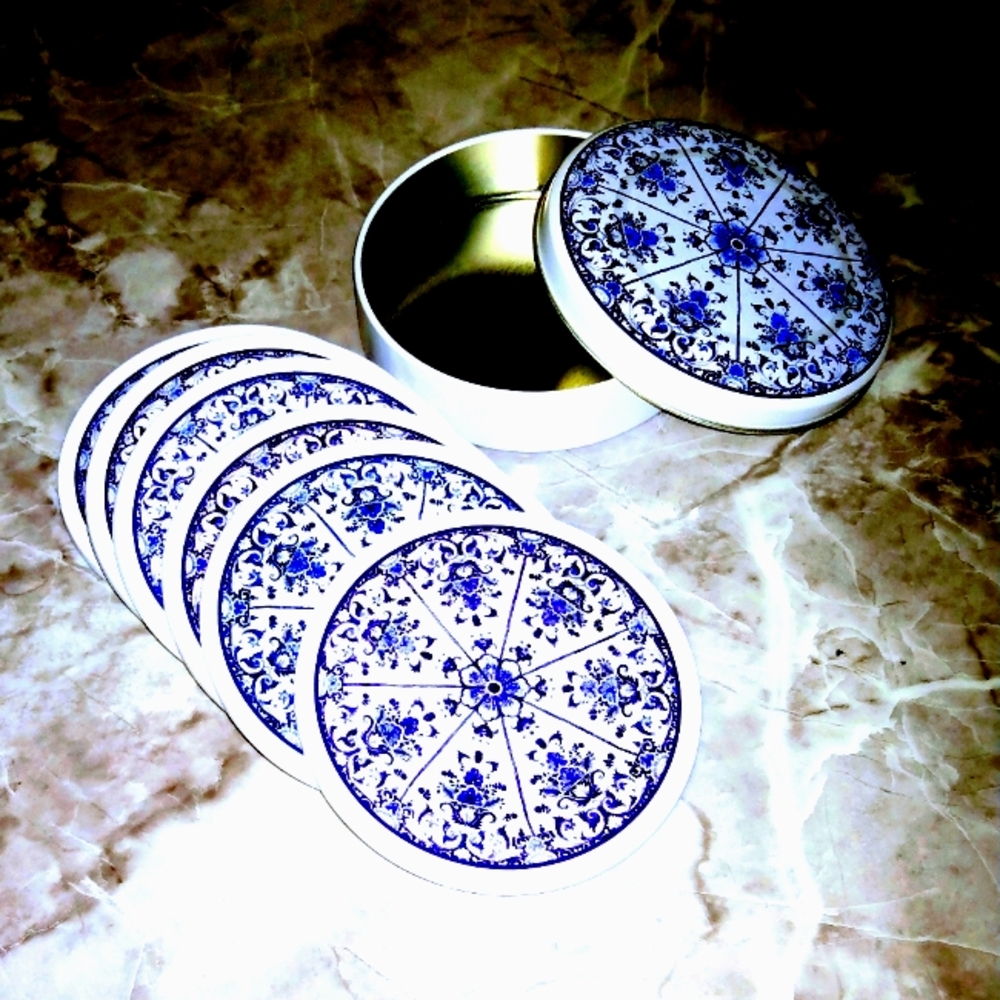 MMA 2007 French Blue and White Tin Coasters